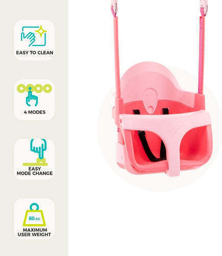 Tp Toys Κούνια Πτυσσόμενη με Ζώνη Ασφαλείας Ροζ