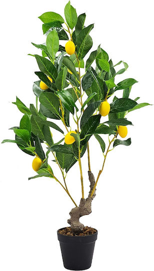 Artekko Lemon Tree Πράσινο Τεχνητό Δέντρο Λεμονιάς Μαύρη Γλάστρα 30x30x80 Cm
