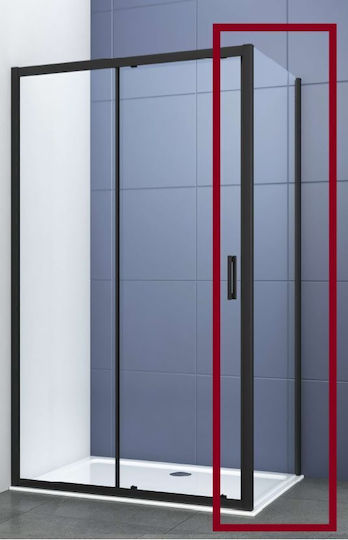 Piccadilly Σταθερό Πλαϊνό Ντουζιέρας 90x195cm Clear Glass Black