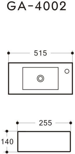 Piccadilly 4002 Countertop Sink Porcelain 51.5x25.5x14cm White