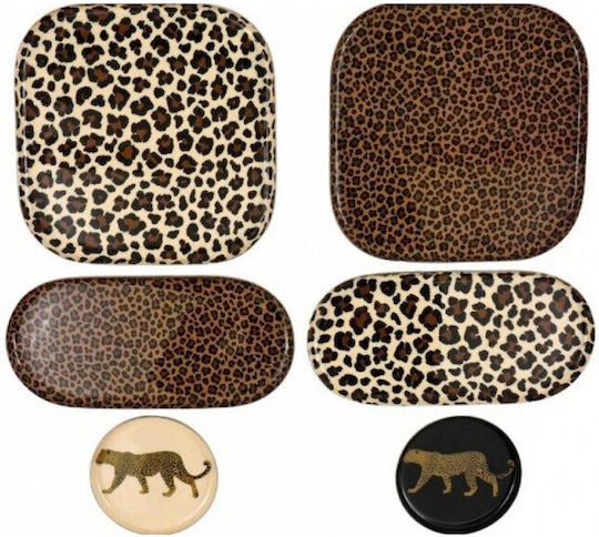 Atmosphera Leopard Print Διακοσμητική Πιατέλα Μεταλλική Καφέ 21x21x10εκ.