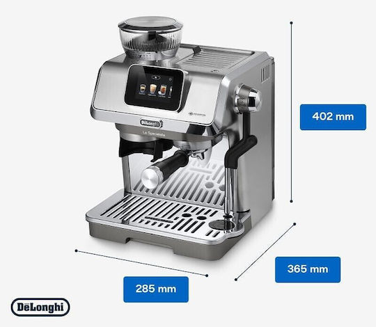 De'Longhi Automatic Espresso Machine Pressure 15bar with Grinder Silver EC9455.M
