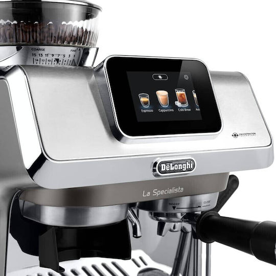 De'Longhi Automatic Espresso Machine Pressure 15bar with Grinder Silver EC9455.M