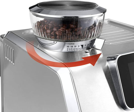 De'Longhi Automatic Espresso Machine Pressure 15bar with Grinder Silver EC9455.M