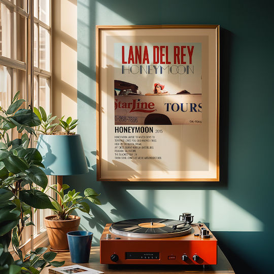 Music Poster Honeymoon Lana Del Rey Ms525 21cm X 30cm Λευκή Ξύλινη Κορνίζα