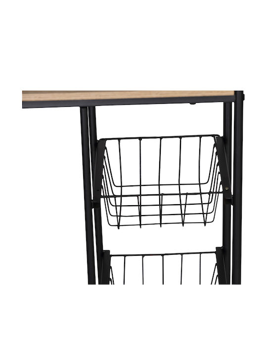 Metallisches Küchenwagen Mit 3 Ebenen Schwarz 57x30x85cm
