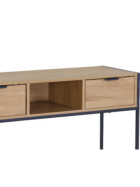 Kouros Console Table Sonoma Surface 100x35x81cm Black Metal Frame with Regulators