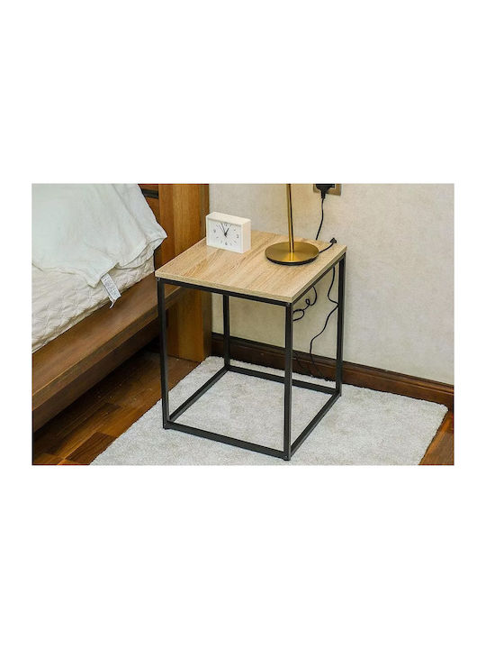 Square Side Table Rea Metal Sonoma Black W40xL40xH50.1cm