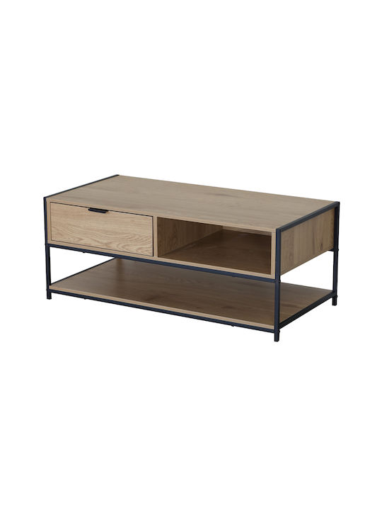 Rectangular Central Coffee Table Kouros-10040 Metal Sonoma Black W100xD50xH40cm