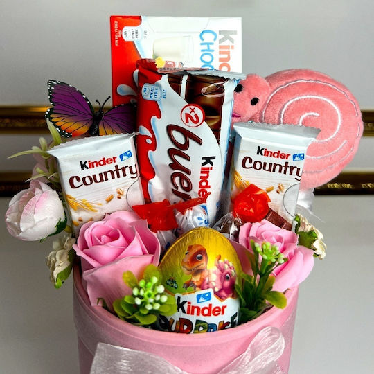Aranjament Cadou Fete Kinder Dulciuri Flori Săpun Ornament Plus