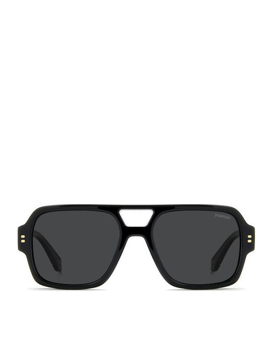 Polaroid Unisex Sunglasses With Black Horn-Rimmed Frame And Grey Lens PLD6250/S/X 807/M9