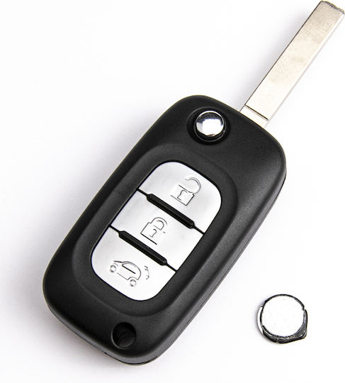 Foldable Car Key Shell with 3 Buttons for Smart