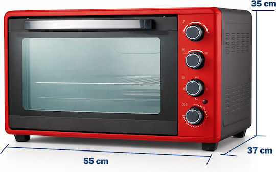 Bakaji Electric Countertop Oven 52lt Without Burners Red