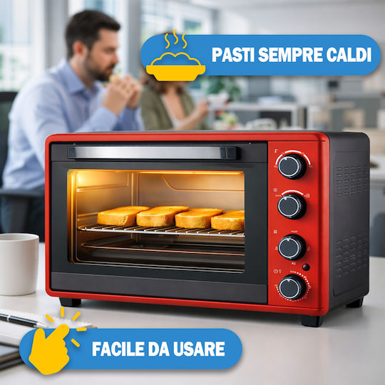 Bakaji Electric Countertop Oven 52lt Without Burners Red