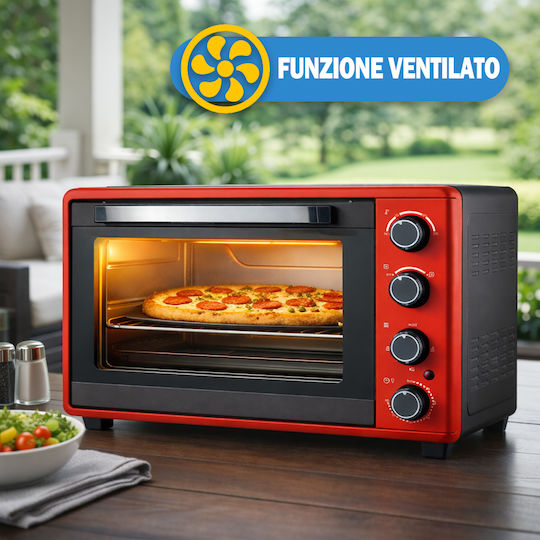 Bakaji Electric Countertop Oven 52lt Without Burners Red