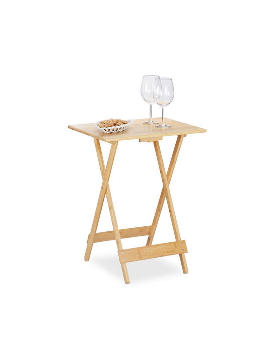 Square Side Table Made of Solid Wood Foldable Bamboo M48xW38xH63.5cm