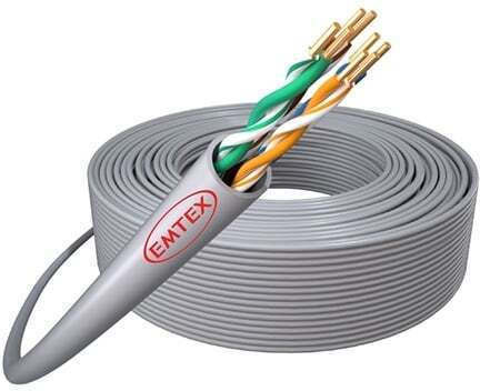 Emtex Netzwerkkabel U/UTP Kat.5e Kupfer 24awg/1 Pvc Mantel Eca Fluke Pass 305m Box Grau