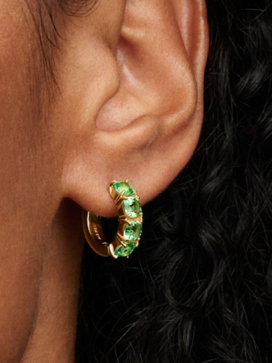 Pandora Silver Gold Plated Green Hoop Earrings