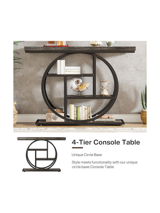 Console Table of Solid Wood & Metal Wenge/black L105xW30xH80cm