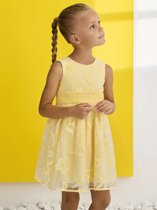 Children's Dress Sleeveless Floral Yellow