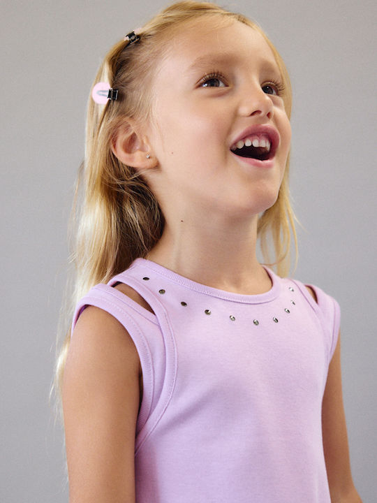 Mädchenkleid Ärmellos Set aus 2 mit Zubehör Flieder