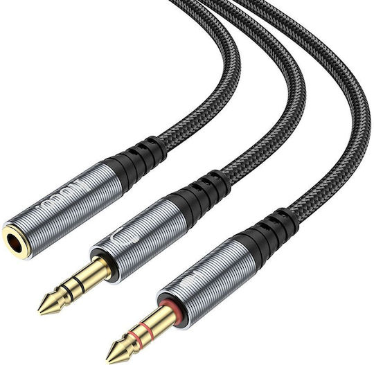 Hoco Hoco 3,5mm Klinkenkabel 3,5mm Stecker - 2x 3,5mm Buchse Grau 0,25m