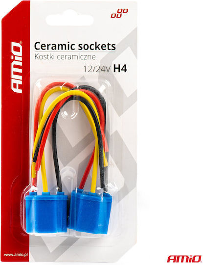 Set 2 Ceramic H4 Socket Bases Heat-resistant 12-24v