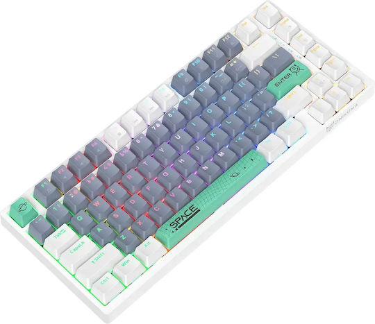 Onikuma G52 Gaming Mechanische Tastatur 75% mit Benutzerdefiniert Braun Schaltern und RGB-Beleuchtung (Englisch US) Weiß