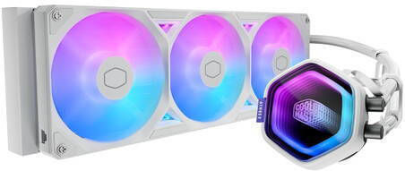 CoolerMaster ML 360 Atmos II VRM Water Cooling System AIO CPU with 3 120mm Fans and ARGB Lighting White