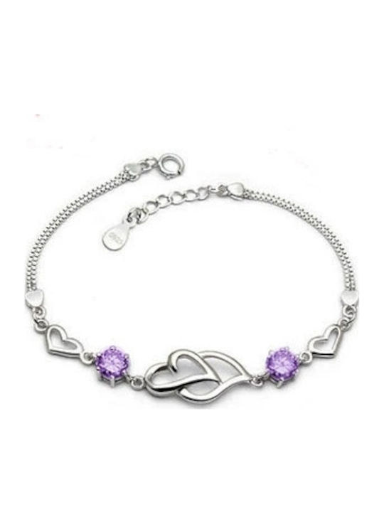 Damen Armband mit Design Herz aus Silber mit Zirkon