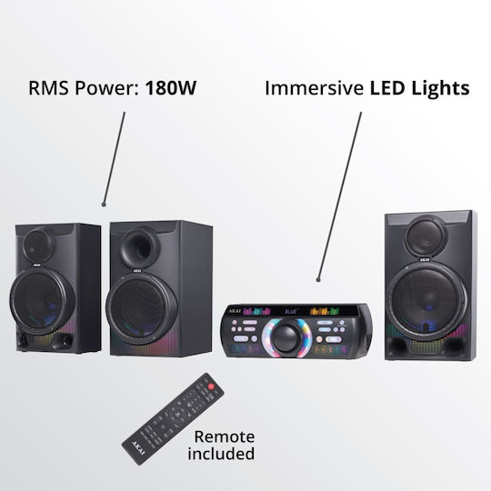 Akai Proffesional Аудиосистема 3.1 180W с CD Player и Bluetooth