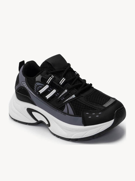 Black Chunky Sneakers Embossed Sole