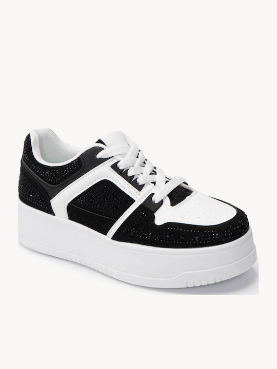 Black Women's Sneakers Rhinestones Reinforced Sole