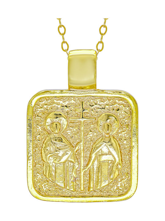 Kiriakos Gofas Necklace Constantine Amulet from Gold Plated Silver with Zircon