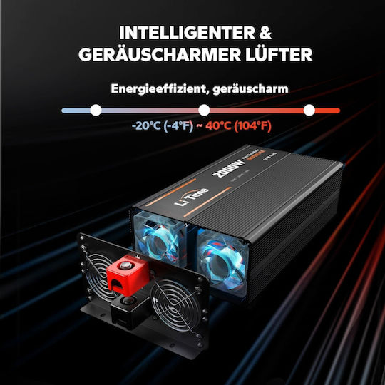 Taggo Invertor Auto Unda sinusoidală pură 2000W pentru Convertirea 12V DC în 230V AC