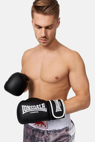 Lonsdale Ashdon Γάντια Πυγμαχίας από Συνθετικό Δέρμα για Αγώνα Μαύρα