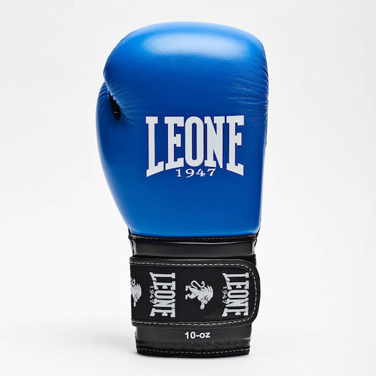 Leone Ambassador Boxing Gloves made of Synthetic Leather for Match Blue