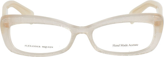 Alexander McQueen Plastic Eyeglass Frame Beige