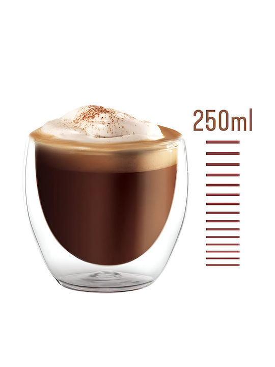 Cheffinger Pair 250ml Double-wall Coffee Glasses Floating Effect Transparent
