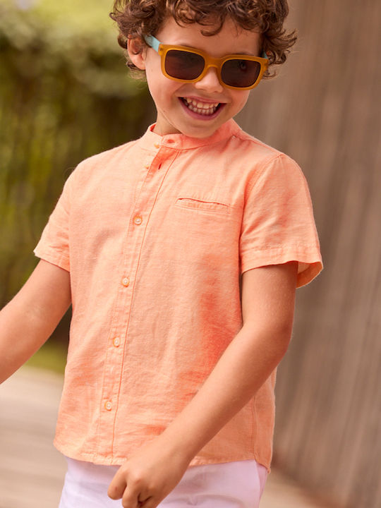 Kids Shirt Short Sleeve Linen Orange