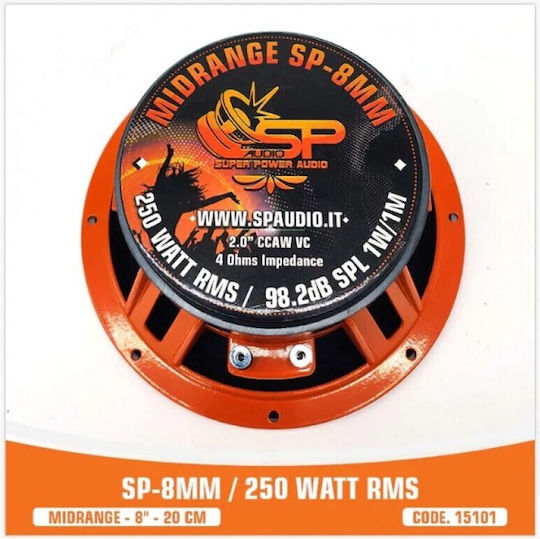 SP Audio SP-8MM Ferrite Ηχείο Αυτοκινήτου 8" με 250W RMS (Midrange) Τεμάχιο