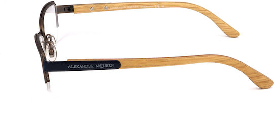 Alexander McQueen Metal Eyeglass Frame Blue