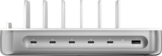 4Smarts Βάση Φόρτισης με 2 Θύρες USB-A και 4 Θύρες USB-C 100W Power Delivery σε Ασημί χρώμα (541281)