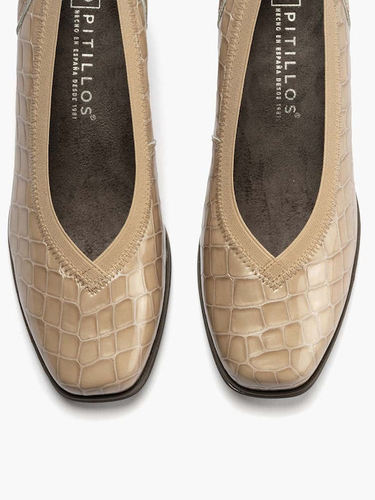 Patent Leather Beige Medium Heels