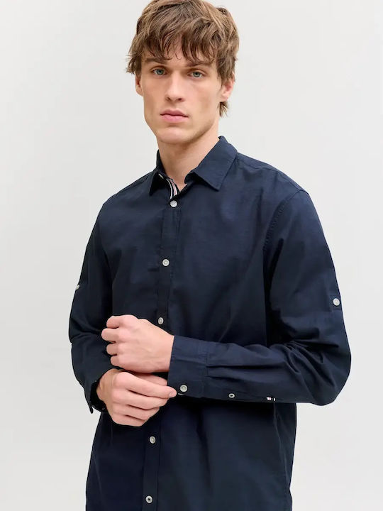 Long-sleeved Cotton Shirt Navy