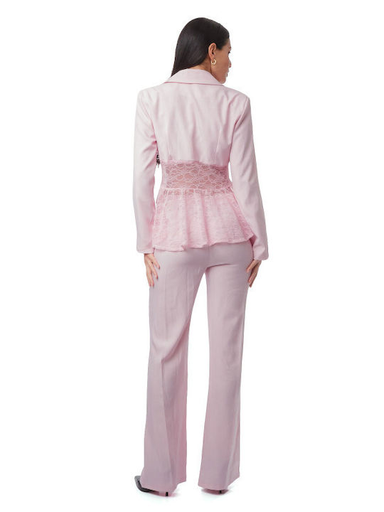 Pink Set Palazzo Jacket Lace