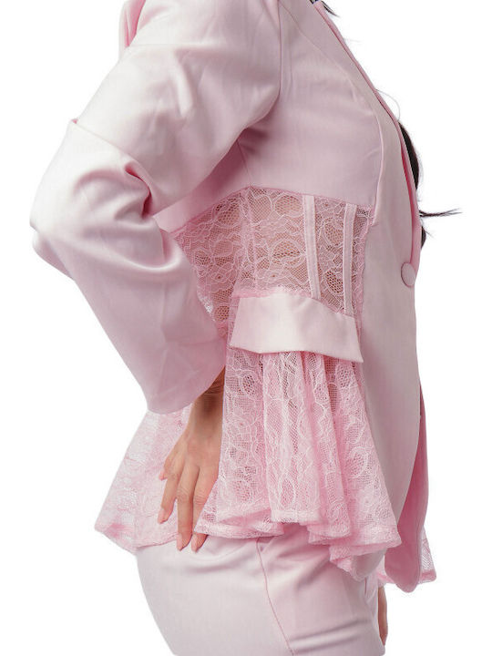 Pink Set Palazzo Jacket Lace
