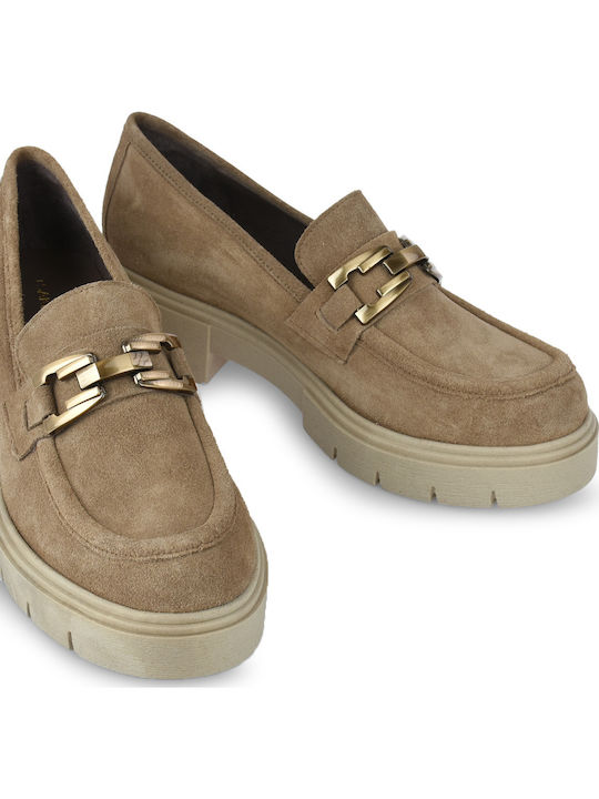 Δερμάτινα Γυναικεία Loafers σε Καφέ Χρώμα