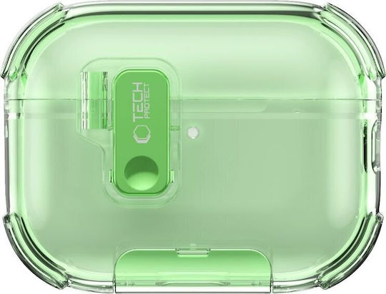 Tech-Protect Hülle Silikon mit Haken in Grün Farbe für Apple AirPods Pro 3