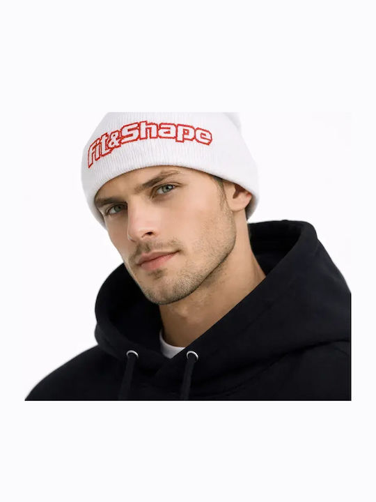 Beanie Unisex Σκούφος Πλεκτός σε Λευκό χρώμα